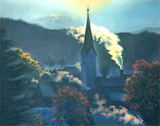 Holger Schulten - Ölbild "Morgenstimmung in Weilheim"