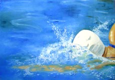 Holger Schulten - Ölbild "Schwimmerin"